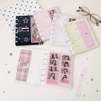 Album Foto PVC Kartun Bintang Jamur Kancing 4-grid Album Penyimpanan Stiker Foto Idola Pelajar