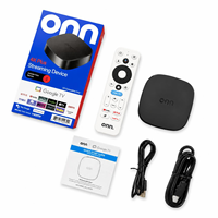 Boîtier TV intelligent Onn 4K Plus Android 14, décodeur 4K Quad Core, connectivité 5G, 2 Go de RAM, télécommande vocale pour lecteur multimédia en streaming