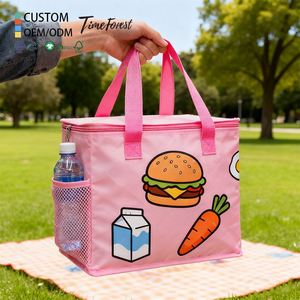 Sac à lunch isotherme réutilisable de qualité alimentaire en non-tissé avec feuille d'aluminium pour le stockage quotidien des repas à la maison, le transport des repas au bureau et l'école des enfants - Product Image 1