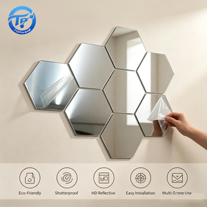 Autocollants muraux en miroir acrylique hexagonaux 3D, 12 pièces, carreaux en nid d'abeille autocollants pour la décoration de la maison, de l'hôtel et de la salle de bain - Product Image 1
