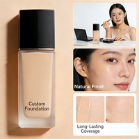 Fond de teint liquide vegan longue tenue, waterproof, anti-imperfections, éclaircissant, régulateur de sébum et minimiseur de pores, marque privée