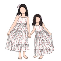 Robe de soeur populaire motif personnalisé imprimé été enfants filles ensoleillé débardeur robe longue pour enfants