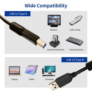 USB 3.0 to B データケーブル USB-オス to USB B-オス ケーブル ラップトップ ドッキングステーション 外付けハードドライブ プリンター スキャナー用 - Product Image 5
