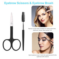 Ensemble de pinces à épiler professionnelles en acier inoxydable 6+1 pièces avec ciseaux courbés, logo personnalisé, kit de pinces à épiler pour les sourcils, outil de maquillage