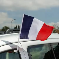 Drapeau de fenêtre de voiture en polyester français avec poteaux en plastique