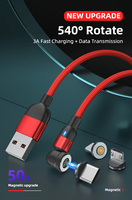 Kabel Pengisian Daya Magnetik 540 Derajat 180 Putaran dengan Ujung Tunggal 5V 2A untuk Android Tipe-C