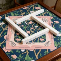Tapis de table de mahjong moderne en caoutchouc antidérapant avec sac de rangement antidérapant motif colibri, commande minimum 1 pièce