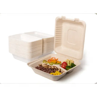Conteneur alimentaire multi-usages en pulpe de bagasse de canne à sucre 100% biodégradable, compostable, sans PFAS, compatible micro-ondes, boîte à lunch