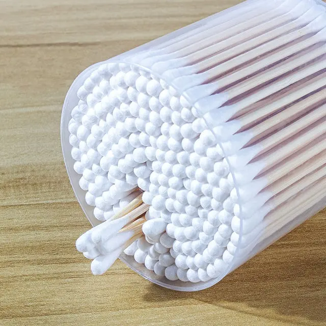 Baby safety cotton swabs with large tips Bamboo swabs with double tips