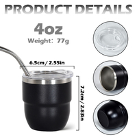 Tasses Expresso 4oz Tasse à café en acier inoxydable isolée à double paroi avec paille en métal