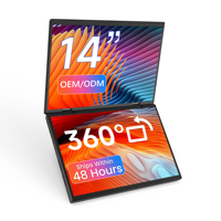 Nuovo Laptop Aziendale con Doppio Schermo IPS da 14'', Processore Intel N150 Quad-Core, Corpo in Metallo, Windows 11, Tastiera Inglese, SSD, 2240x1440, Fotocamera