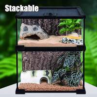 Terrarium en verre pour reptiles, vivarium, boîte d'élevage avec verre ultra-transparent pour crabe ermite, gecko, lézard, serpent, tortue