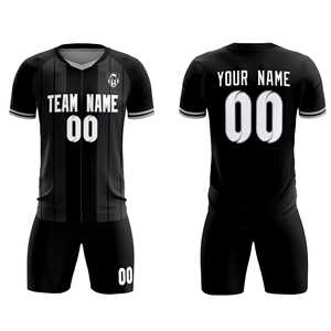 Maillots/ensembles de football personnalisés à rayures classiques noires - Product Image 2