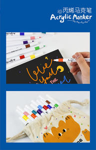 Spidol akrilik 12 warna ramah siswa, pena cat air Set mainan Menggambar plastik untuk seni lukis kotak warna kemasan uniseks - Product Image 3