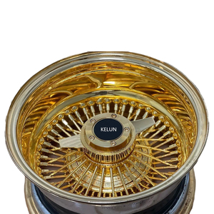 New Car 13"/14" X7J Steel <b>Chrome</b> <b>Gold</b> Multi Spoke Wire Wheels Luxury Rims for Classical Cars - Product Image 1
