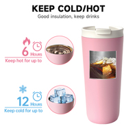Popular Taza de Viaje de Acero Inoxidable de Doble Pared con Aislamiento al Vacío, 16/20oz, con Impresión Personalizada, Tapas Abatibles con Pajita, OEM, Regalo
