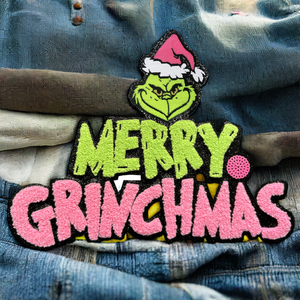 Patch en chenille <span class=keywords><strong>Grinch</strong></span> rose pailleté - Motif chapeau de Père Noël à thermocoller/coudre pour vêtements de fêtes - Product Image 4