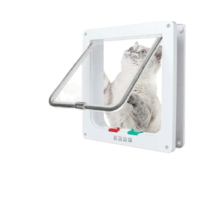 Bavette de porte pour chat verrouillable à 4 voies Taille M/L/XL Porte en plastique résistante aux intempéries pour animaux de compagnie pour chats Doggie Kitty Kittens Nouvel An Intérieur Extérieur - Product Image 6