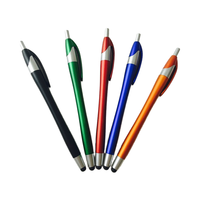 Stylo bille double usage à pointe fine de 1,0 mm, compatible tablettes, encre noire, corps métallique, personnalisable avec logo