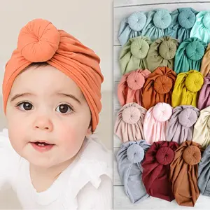 Bonnet d'hiver en coton doux et chaud pour bébé garçon et fille, Turban avec nœud, uni et doux, Offre Spéciale