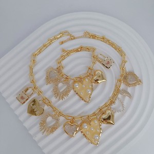 FLBNK65 glamour placcato oro ciondolo con <span class=keywords><strong>cuore</strong></span>, ideale per appuntamenti e feste - Product Image 2