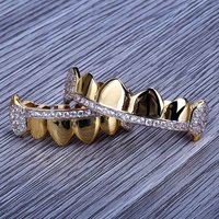 Grillz Hip Hop pour dents, avec zircon incrusté, capuchons dentaires pour dents supérieures et inférieures, style vampire, bijoux de mode pour hommes et femmes