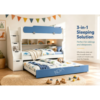 Lit superposé pour enfants avec tiroirs et rangements, lit superposé en bois pour enfants avec étagère, meubles de chambre à coucher modernes, lit superposé double pour enfant