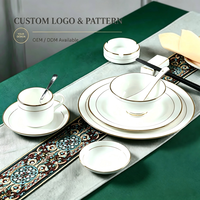 Service de table d'hôtel, vaisselle en céramique, bols, assiettes, peints à la main, réutilisables, durables, nouveau style chinois, personnalisation