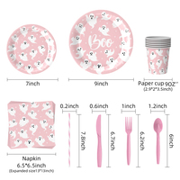 Ensemble de vaisselle populaire pour fête d'Halloween rose, assiettes, gobelets, serviettes pour les événements de fête d'Halloween pour enfants