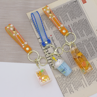 Porte-clés flottant de créateur ours pendentif Kawaii chat breloque dauphin liquide Quicksand pvc mignon jelli porte-clés Quicksand porte-clés