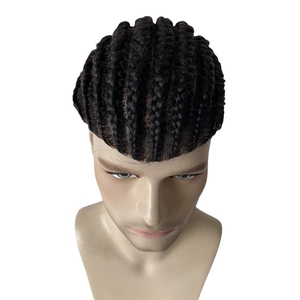 Sistemas de Cabello Humano Virgen Indio # Toupee de Seda con <span class=keywords><strong>Trenzas</strong></span> Estilo Cornrow en Color Negro 1B, Base de Seda 8x10 <span class=keywords><strong>para</strong></span> <span class=keywords><strong>Hombre</strong></span> - Product Image 4