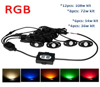 Mini-projecteurs LED RVB pour véhicules (voitures, camions, VUS) 12V 24V, avec télécommande et support, pour éclairage de travail