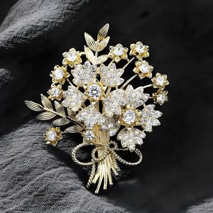Broche Fleur en Alliage Plaqué Or avec Strass en Cristal, Épingle, Breloque, Embellissement, Bijoux DIY, Accessoires de Fiançailles et de Mariage - Product Image 3