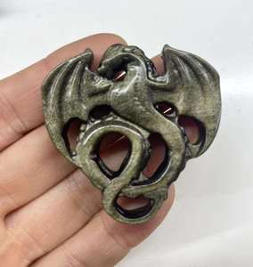 Dragon volant en cristal de Quartz sculpté à la main, Dragon obsidienne doré pour cadeau, dragons volants sculptés à la main - Product Image 2