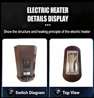 Chauffage infrarouge portable d'intérieur en bois 2400W, chauffage supérieur 3 faces, 5 réglages de puissance, 4 roues, interrupteur d'inclinaison, radiateur de sol mobile grand format