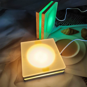 Square Wooden LED <strong>Lamp</strong> Table Light Custom Wood Base Transparent Acrylic Vase <strong>Fish</strong> <strong>Tank</strong> Base Crystal Decoration Display Holder - Product Image 5