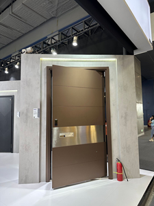 Neuestes Design Postmoderne Chinesische Villa Hotel Außen-Hurrikan-Sichere Massivholz-Eingangstür mit Schmiedeeisen - Product Image 3