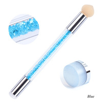 Tampon à ongles en silicone rose à double tête Peinture éponge diamantée Stylo à ongles en silicone pour l'art des ongles