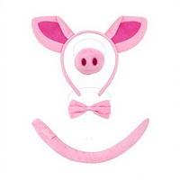 Serre-tête quatre pièces en peluche de dessin animé, motif cochon rose mignon avec oreilles et nez, pour enfants et hommes, collection Halloween, succès transfrontalier