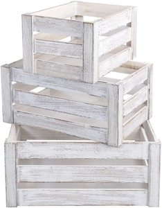 Set of 3 Nesting Wooden Crates, Decorative Vintage Wooden Storage Crates, Wood Boxes Rustic Farmhouse Style for Storage