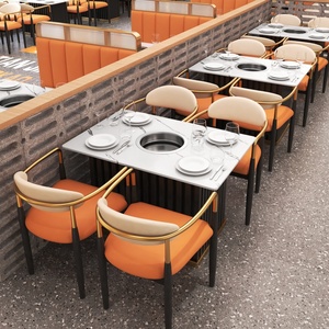 Thương mại Rock tấm lẩu bàn ghế đá cẩm thạch hàng đầu tích hợp cảm ứng Nồi Nướng Giá cho nhà hàng thịt nướng chuỗi - Product Image 2