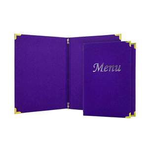 Cubierta de Menú de Cuero Sintético Morado de Alta Calidad, Formato A4/A5, Cubierta de Menú de Lino con 4 Vistas para Restaurante - Product Image 1