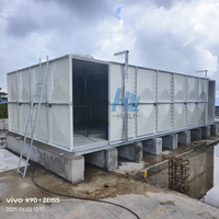 Tangki Air GRP WRAS Modular Berinsulasi Fiberglass Food Grade Merek Huili 10000-50000 Liter Tangki Penyimpanan Persegi Panjang untuk UAE