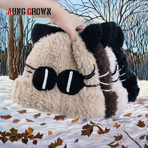 Wholesale High Quality Unisex <b>Winter</b> Plush Fur Cat Beanie <b>Hat</b> Letter Cute Cartoon Eyed Warm Soft Knitted Cap Bucket <b>Hat</b> Ears - Product Image 2