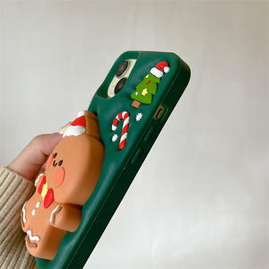 Custodia per Telefono con Supporto in Silicone a Forma di Omino di Pan di Zenzero Natalizio per <span class=keywords><strong>iPhone</strong></span> <span class=keywords><strong>Apple</strong></span> <span class=keywords><strong>14</strong></span> 13 17 16 15 Pro Max, Antiurto - Product Image 6