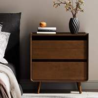 Table de chevet finition noyer avec station de charge, table de chevet avec pieds, armoire de rangement moderne avec prise USB