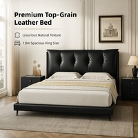 Lit Double Européen de Luxe en Bois Massif, Écologique et Durable, Rembourré, pour Hôtel, Villa, Chambre Principale - Vente en Gros