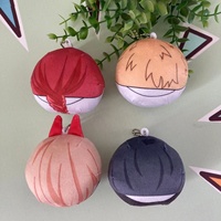 Porte-clés en peluche Manjuu personnalisé, dessin animé, rond, remplissage microbilles PP coton, prix de gros