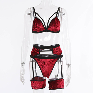 Ensemble de lingerie érotique <span class=keywords><strong>sexy</strong></span> en velours transparent pour femme SADI avec broderie en dentelle et maintien ferme - Product Image 6
