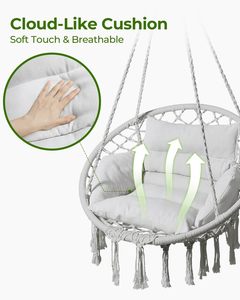 Fauteuil <span class=keywords><strong>suspendu</strong></span> en corde de coton avec pompon, fauteuil panier, fauteuil inclinable de loisirs pour balcon, fauteuil <span class=keywords><strong>suspendu</strong></span> en corde de coton pour la maison - Product Image 3